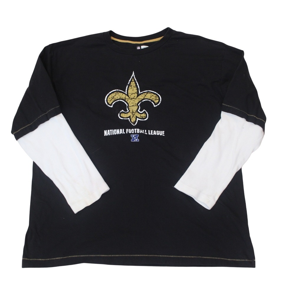 New Orleans Saints NFL Layered Long Sleeve Shirt Men's‎ 3XL Black Gold
